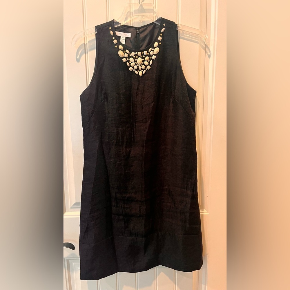 London Times Black Cocktail Party Dress Woman Sze 10 Sleeveless Chic Elegant EUC